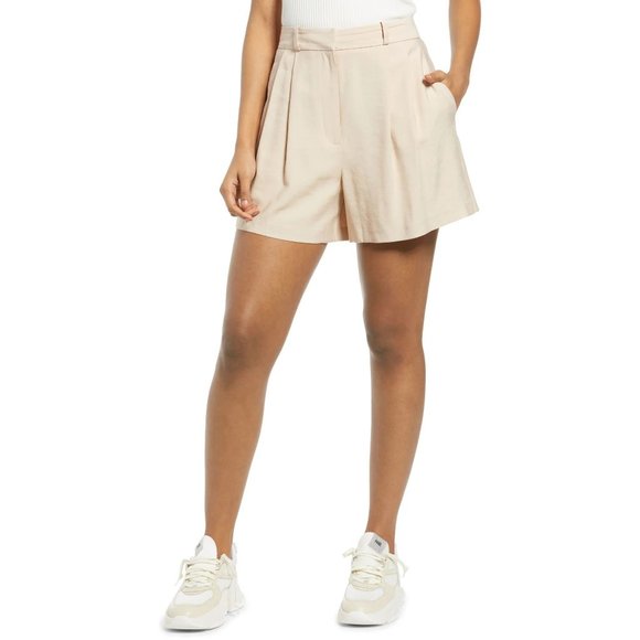 WAYF Alfie Pleated Shorts in Tan - Small NWT - Picture 1 of 5